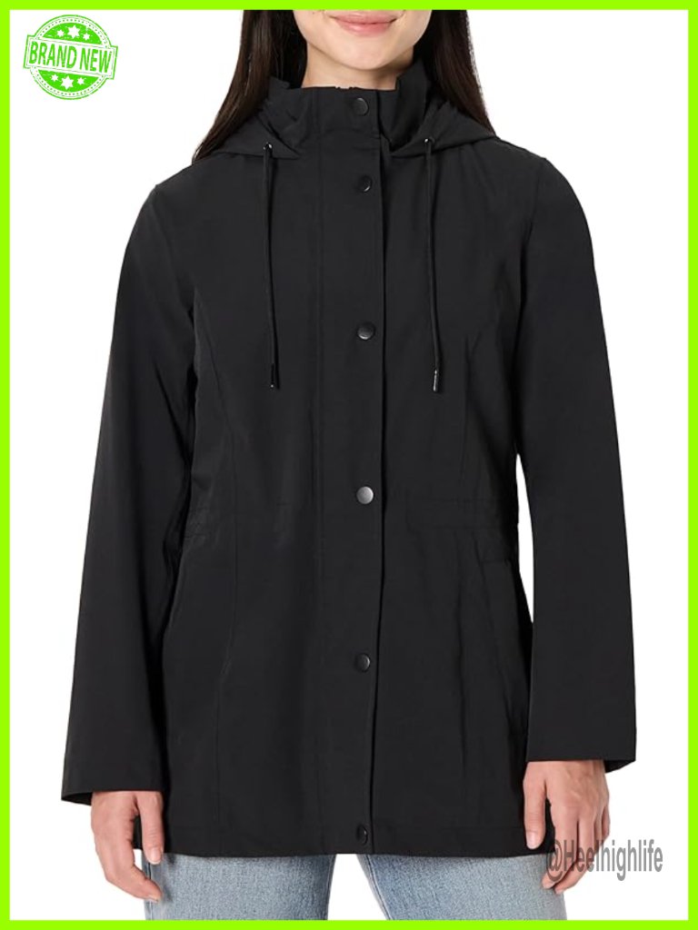 Relaxed-Fit Lightweight Waterproof Long Hooded Rain Jacket